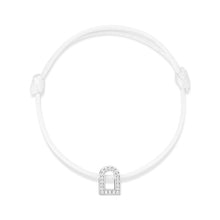 Load image into Gallery viewer, L'Arc Voyage Charm PM, 18k White Gold with Galerie Diamonds on Silk Cord Bracelet - DAVIDOR