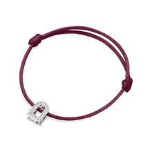 Load image into Gallery viewer, L'Arc Voyage Charm PM, 18k White Gold with Galerie Diamonds on Silk Cord Bracelet - DAVIDOR