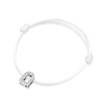 Load image into Gallery viewer, L'Arc Voyage Charm PM, 18k White Gold with Galerie Diamonds on Silk Cord Bracelet - DAVIDOR