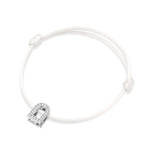 Load image into Gallery viewer, L'Arc Voyage Charm PM, 18k White Gold with Galerie Diamonds on Silk Cord Bracelet - DAVIDOR