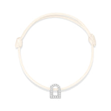 Load image into Gallery viewer, L'Arc Voyage Charm PM, 18k White Gold with Galerie Diamonds on Silk Cord Bracelet - DAVIDOR