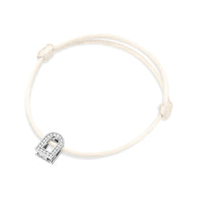 Load image into Gallery viewer, L'Arc Voyage Charm PM, 18k White Gold with Galerie Diamonds on Silk Cord Bracelet - DAVIDOR