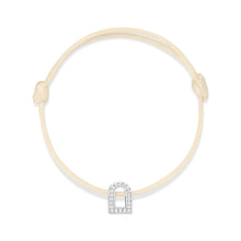Load image into Gallery viewer, L'Arc Voyage Charm PM, 18k White Gold with Galerie Diamonds on Silk Cord Bracelet - DAVIDOR