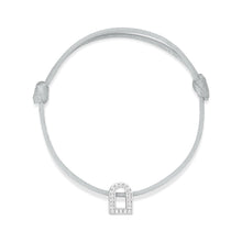 Load image into Gallery viewer, L'Arc Voyage Charm PM, 18k White Gold with Galerie Diamonds on Silk Cord Bracelet - DAVIDOR