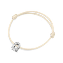 Load image into Gallery viewer, L'Arc Voyage Charm PM, 18k White Gold with Galerie Diamonds on Silk Cord Bracelet - DAVIDOR