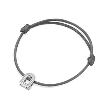 Load image into Gallery viewer, L'Arc Voyage Charm PM, 18k White Gold with Galerie Diamonds on Silk Cord Bracelet - DAVIDOR