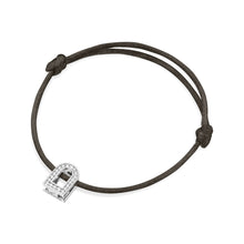 Load image into Gallery viewer, L'Arc Voyage Charm PM, 18k White Gold with Galerie Diamonds on Silk Cord Bracelet - DAVIDOR