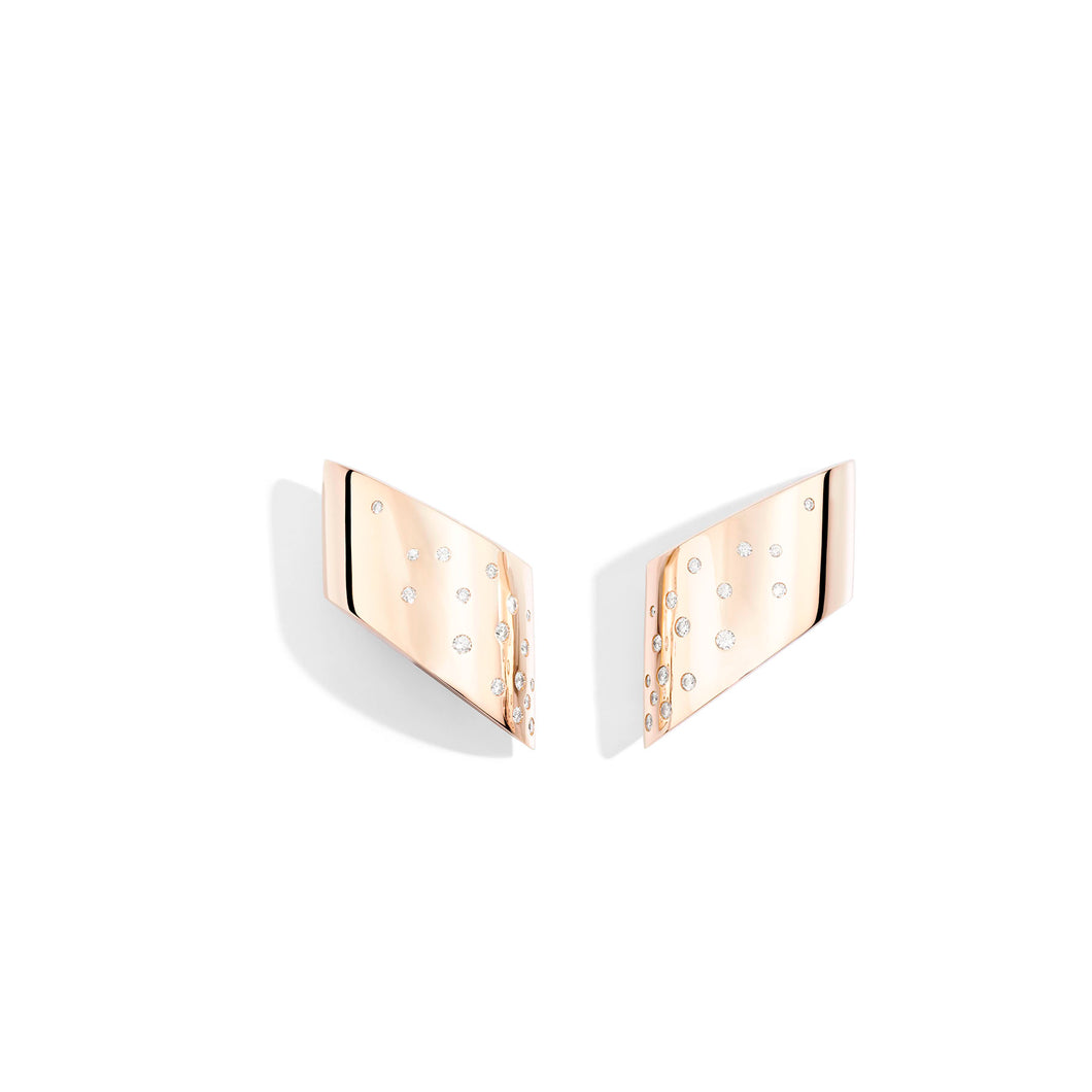 Vague earclips - Rose gold with diamonds