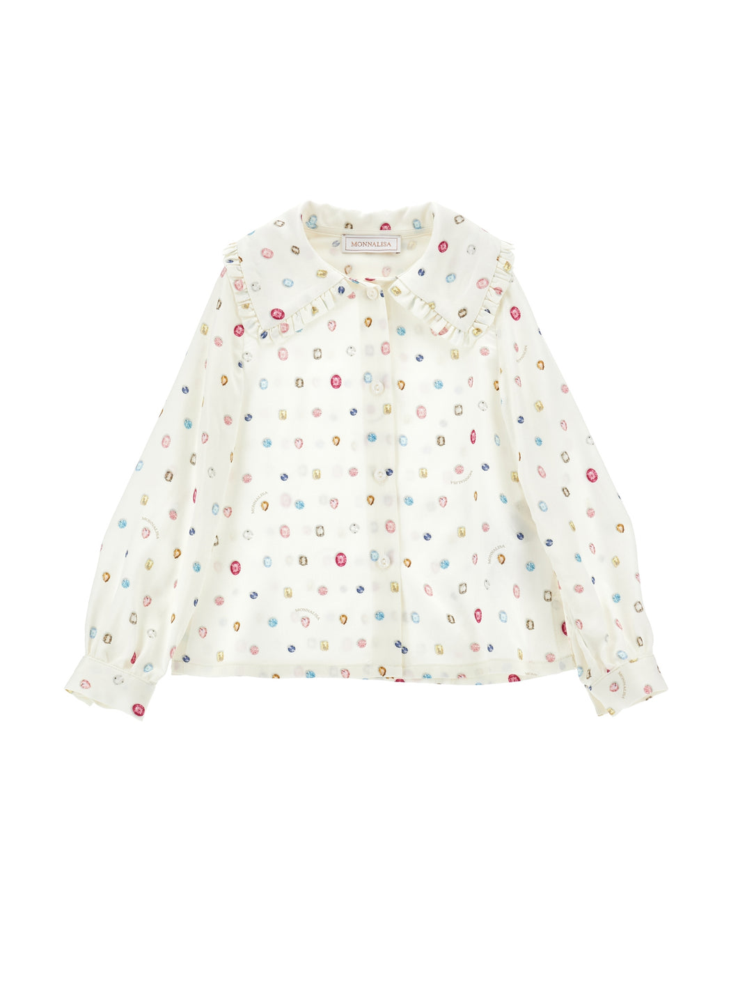 Shirt with decorated collar and jewel print