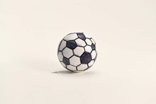 Load image into Gallery viewer, Black and white soccer ball on a light beige background
