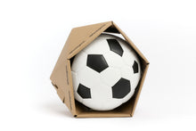 Load image into Gallery viewer, Black and white soccer ball in a cardboard box on a white background
