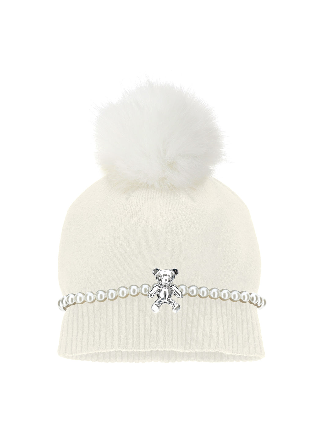 Pom pom hat and teddy bear