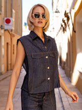 Load image into Gallery viewer, Gilet Sfrangiato Denim
