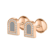 Load image into Gallery viewer, L'Arc Voyage Stud Earring PM, 18k Rose Gold with Lacquered Ceramic and Galerie Diamonds - DAVIDOR

