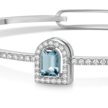 Load image into Gallery viewer, Couleur Sculptural Bracelet, 18k White Gold with DAVIDOR Arch Cut Aquamarine and Brilliant Diamonds - DAVIDOR
