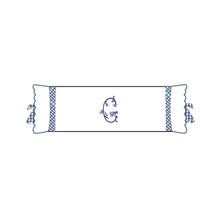 Load image into Gallery viewer, Seferî Flower Garden Bolster Cushion Cover with Monogram Embroidery - Blue
