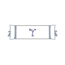 Load image into Gallery viewer, Seferî Flower Garden Bolster Cushion Cover with Monogram Embroidery - Blue
