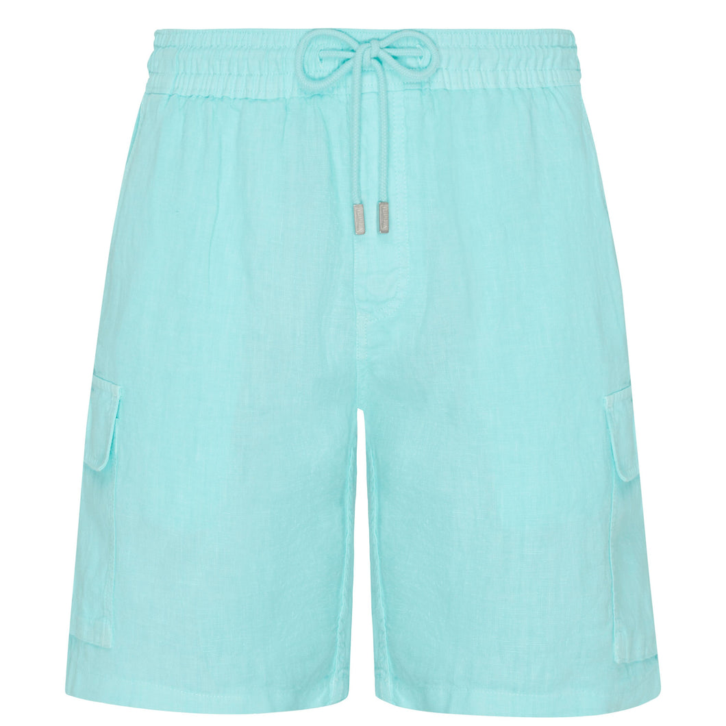 Linen Bermuda Shorts Cargo Pockets