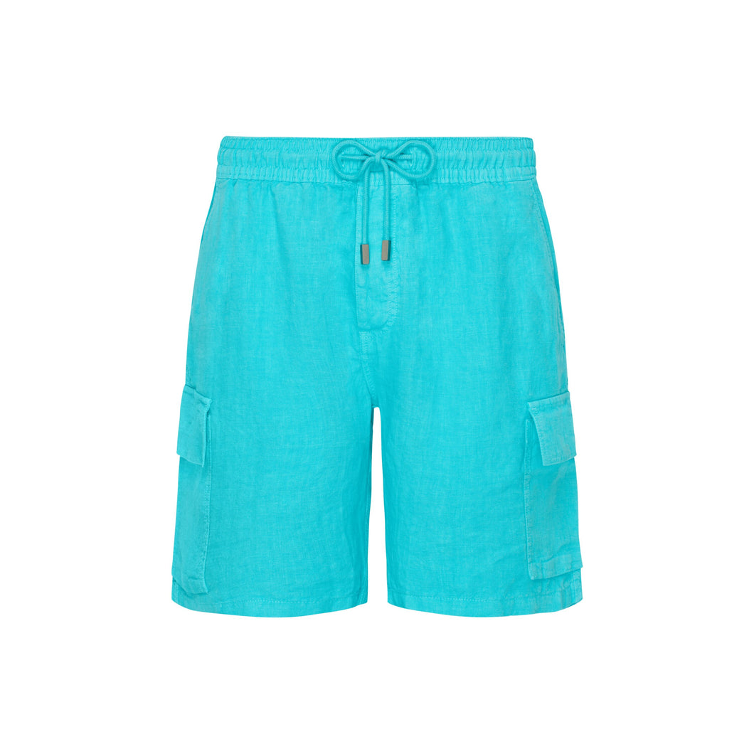 Linen Bermuda Shorts Cargo Pockets