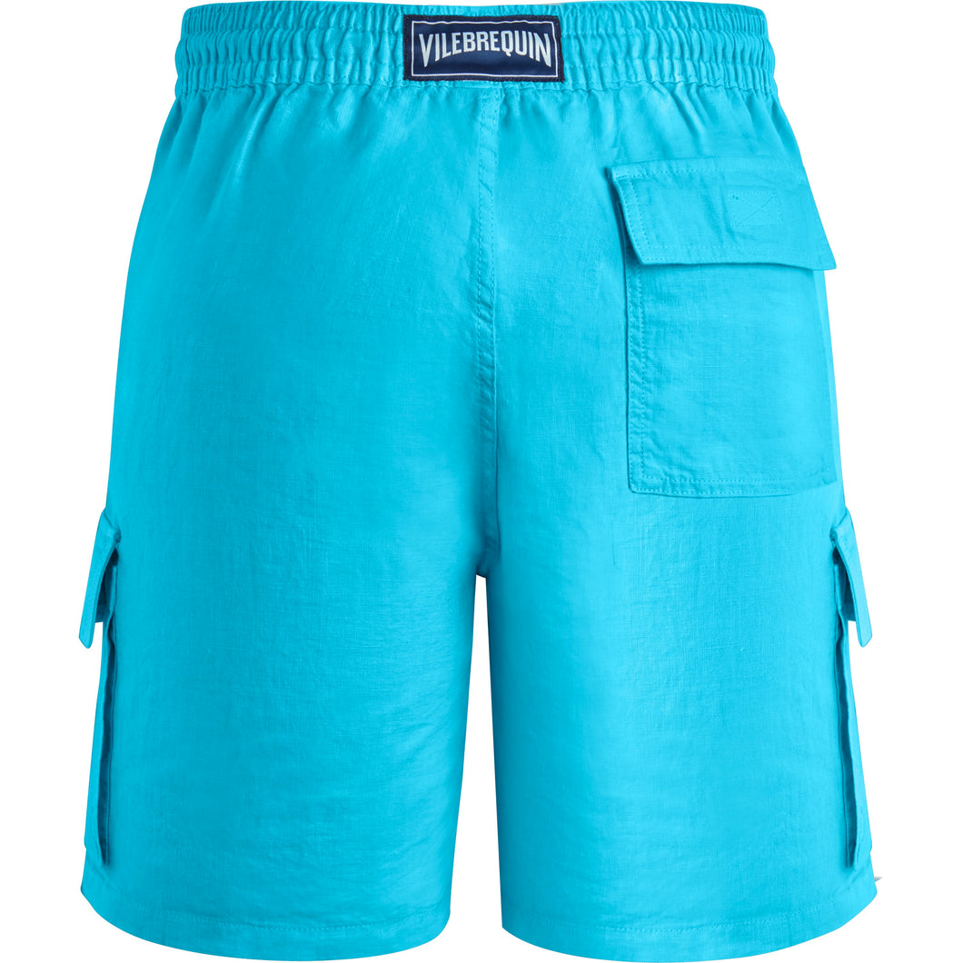 Linen Bermuda Shorts Cargo Pockets