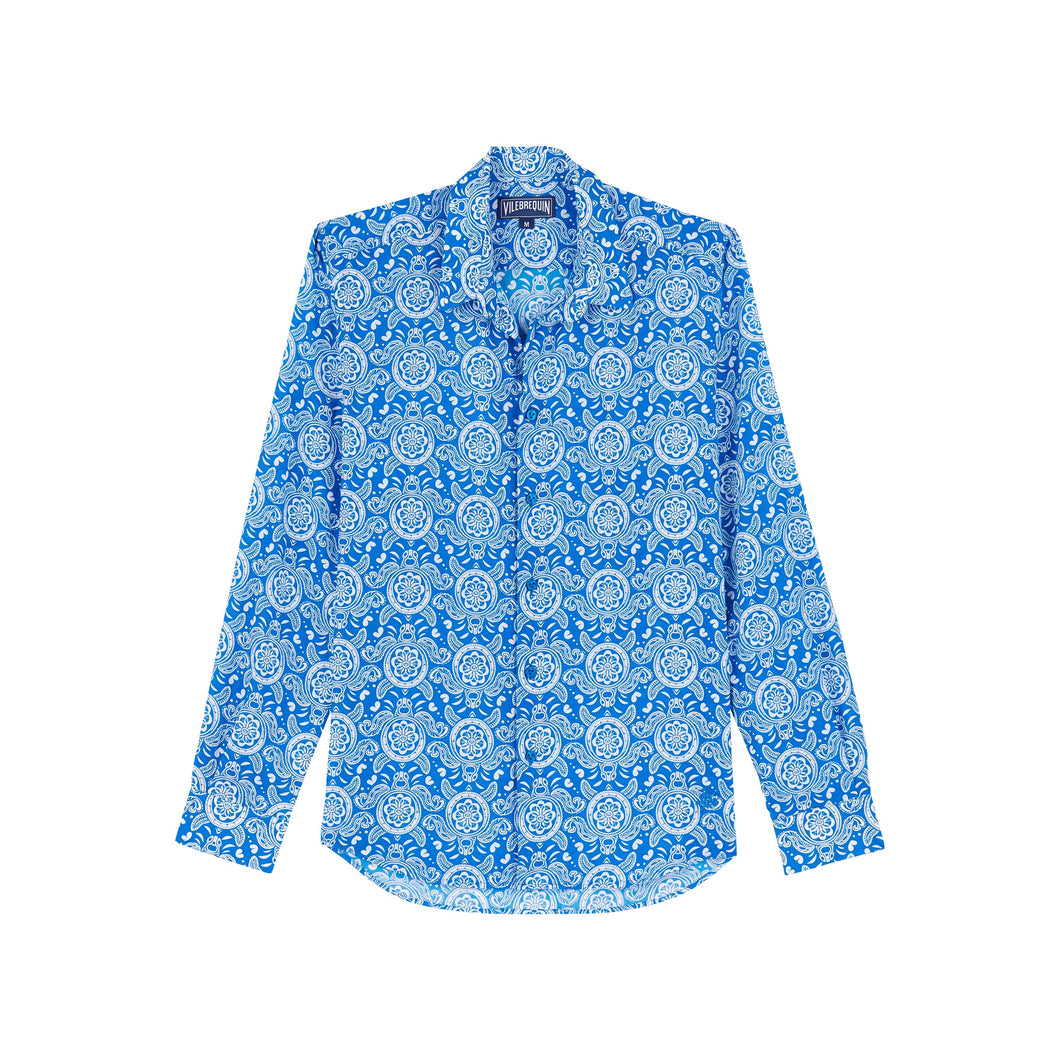Cotton Voile Lightweight Shirt Tribal Turtles