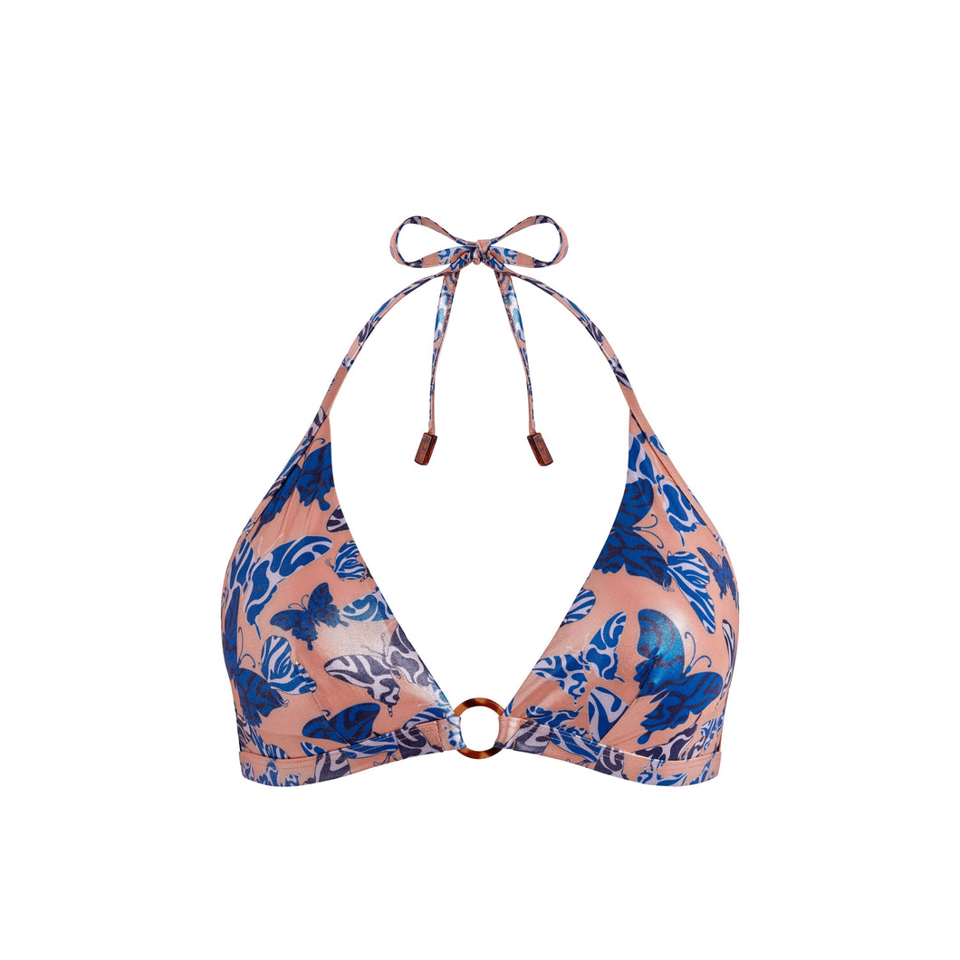 Halter Bikini Top Disco Butterfly