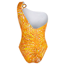 Load image into Gallery viewer, One-Shoulder One-piece Swimsuit Palm Leaves
