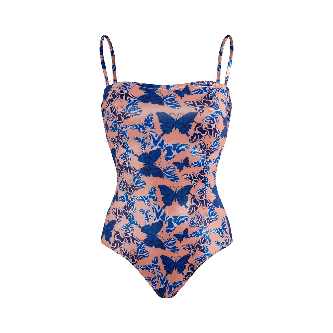 Bustier One-piece Swimsuit Disco Butterfly