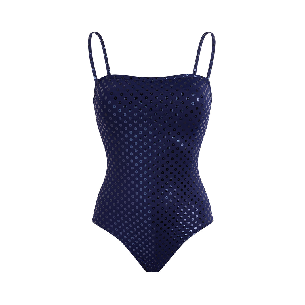 Bustier One-piece Swimsuit Relief Sparkling