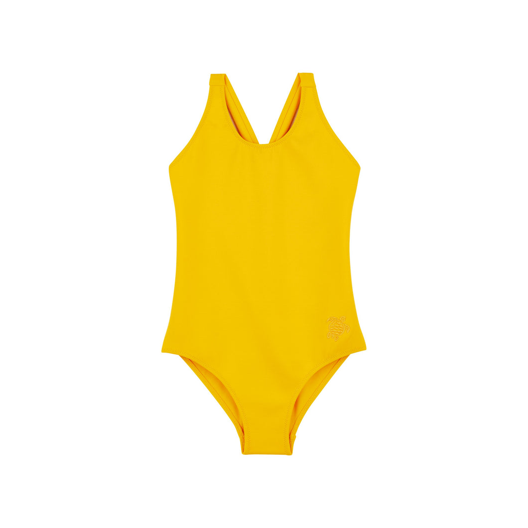 Cross-Back One-piece Swimsuit Solid