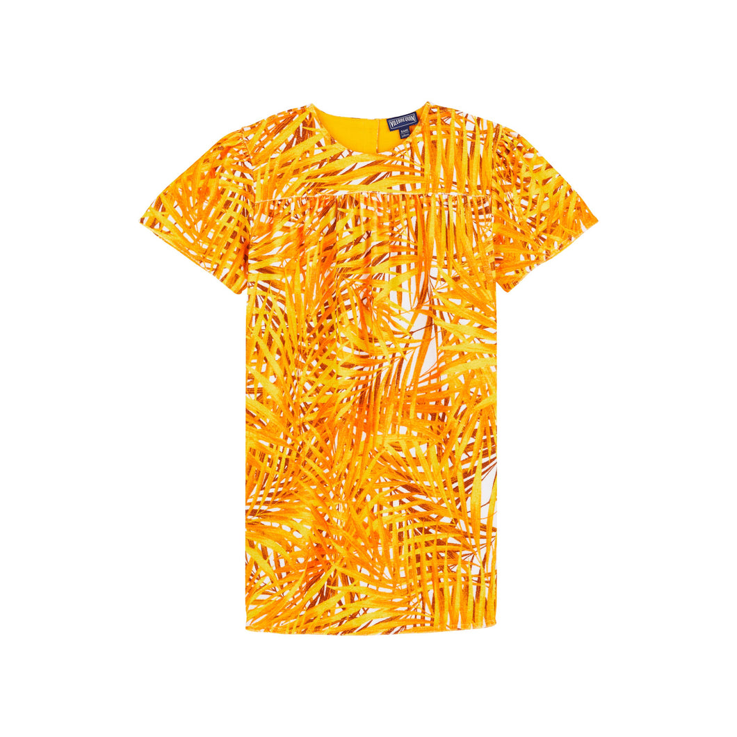 Terry Cotton Dress Palm Leaves