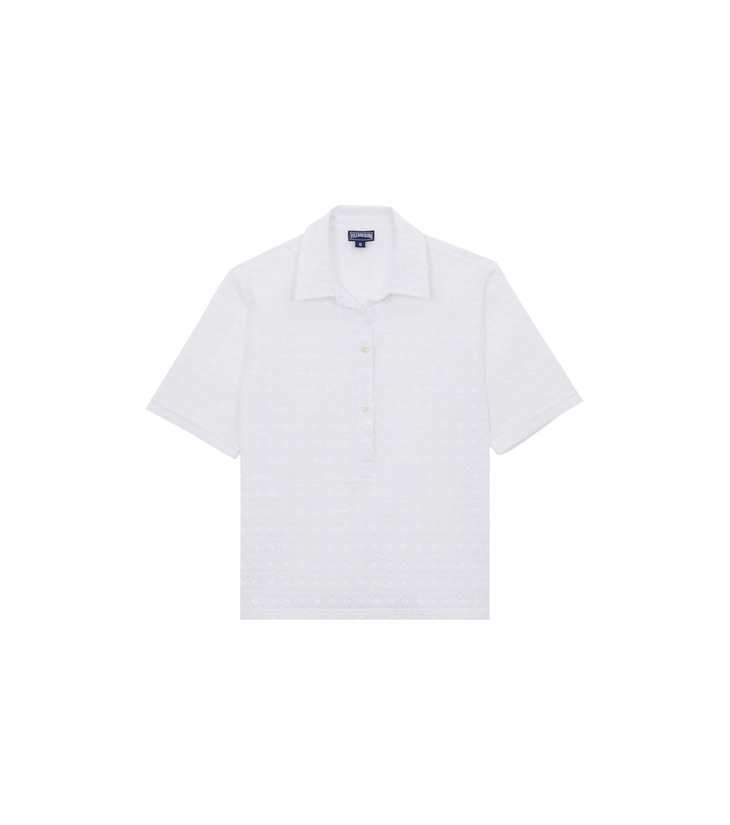 Cotton Polo Broderie Anglaise