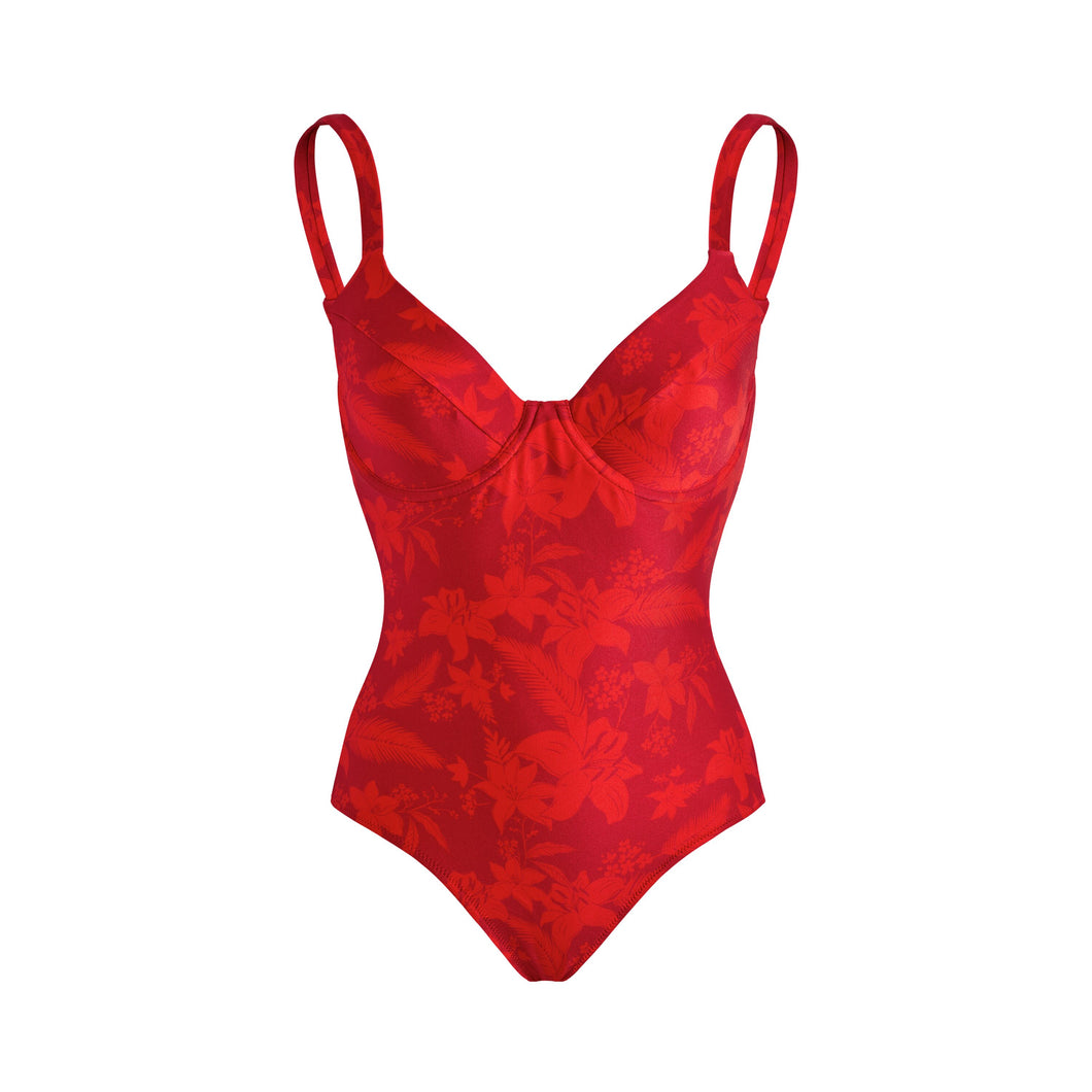 Underwire One-piece Swimsuit Flower Power