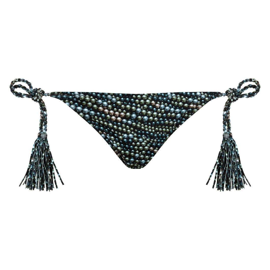 Tassel Side-tie Bikini Brief Bottom Pearl