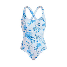 Load image into Gallery viewer, Crossed Back Straps One-piece Swimsuit Medusa and Shells
