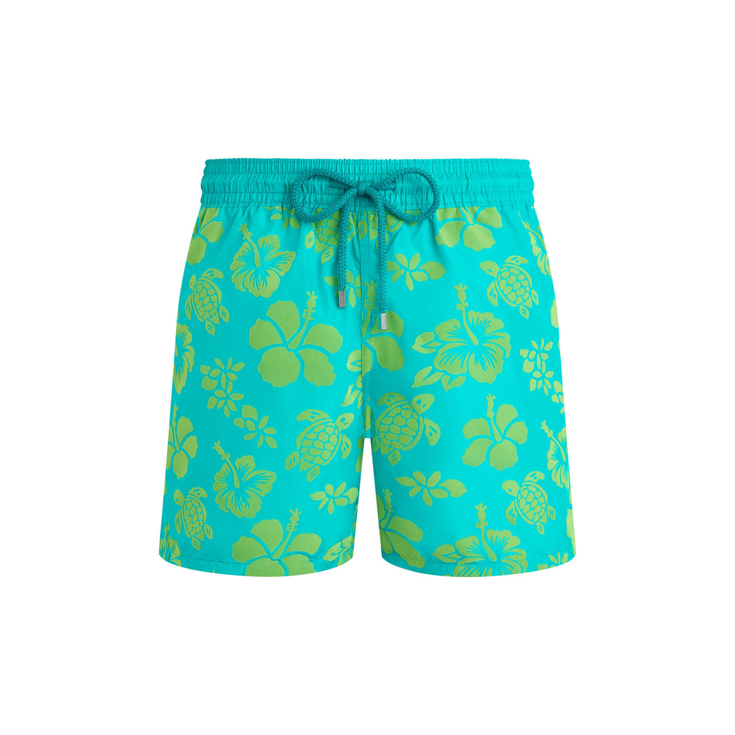 Ultra-light and packable Flocked Swim Shorts Tropical Turtle