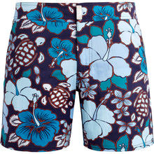 Load image into Gallery viewer, Stretch Flat Belt Swim Trunks Tropical Turtles
