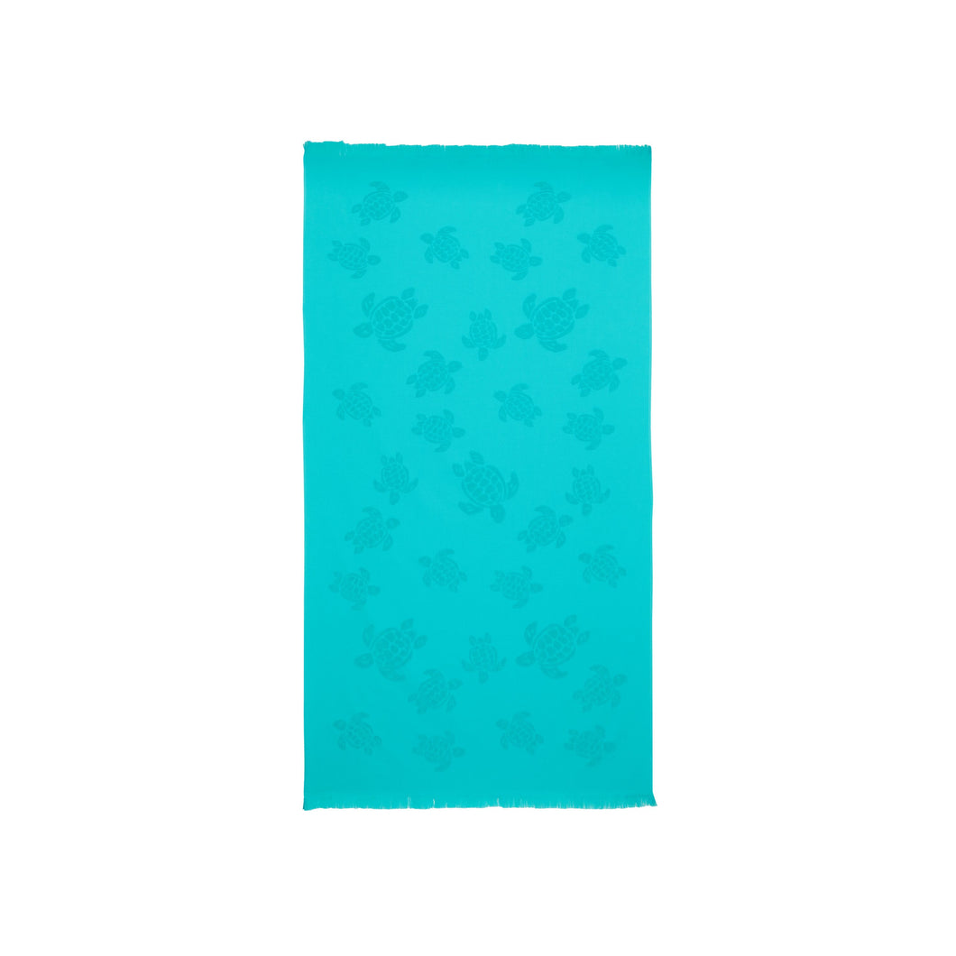 Beach Fouta in Organic Cotton Turtles Jacquard