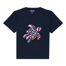 Load image into Gallery viewer, Boys Organic Cotton T-Shirt Placed Embroidered Turtle
