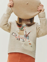 Load image into Gallery viewer, Tahini sweater with hand embroidered painter's workshop
