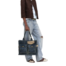 Load image into Gallery viewer, Marc Jacobs The Denim Suede Large Cargo Tote Bag Blue Women 2S6HTT005H02-427
