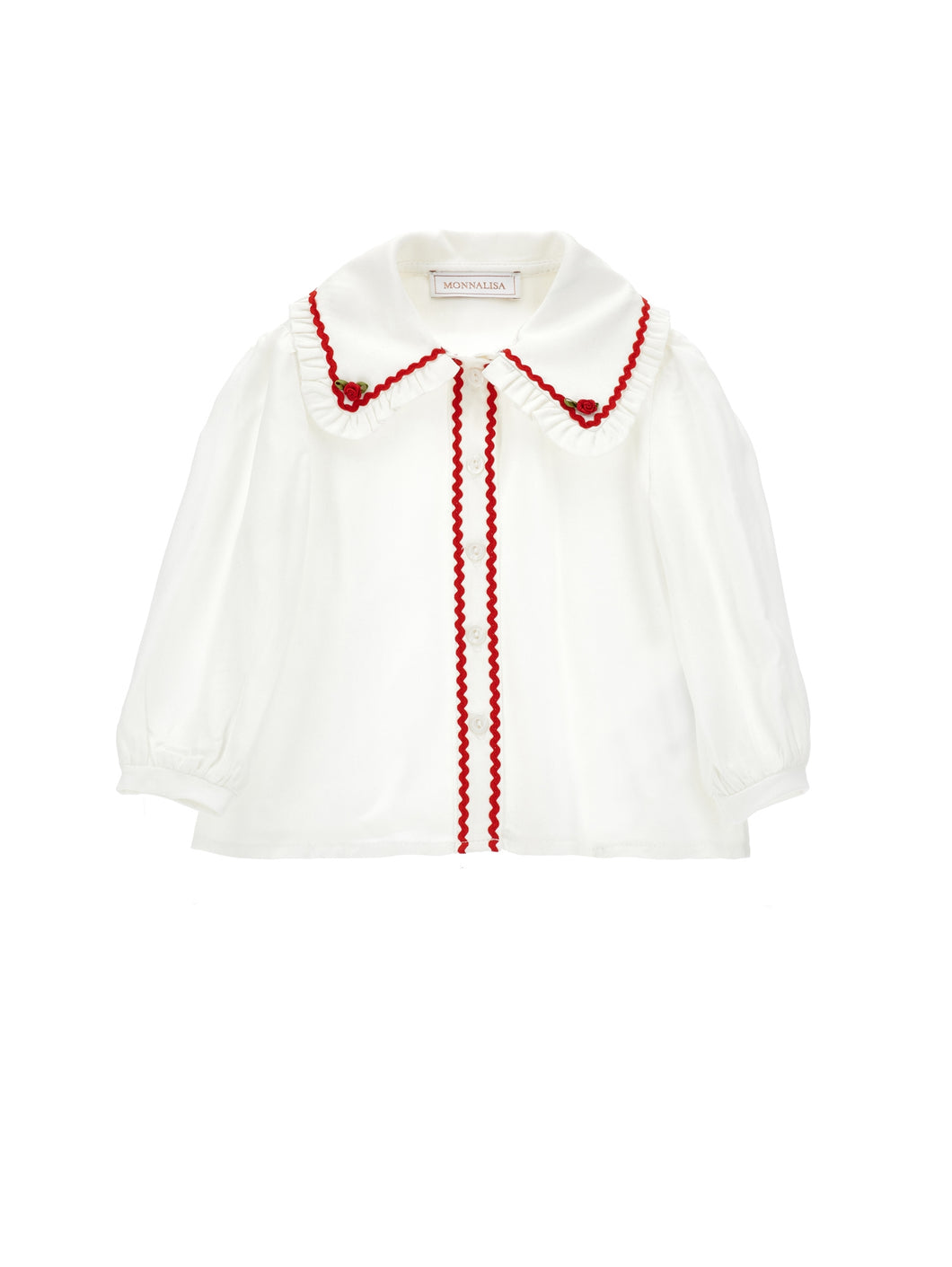 Shirt with embroidered collar and red details