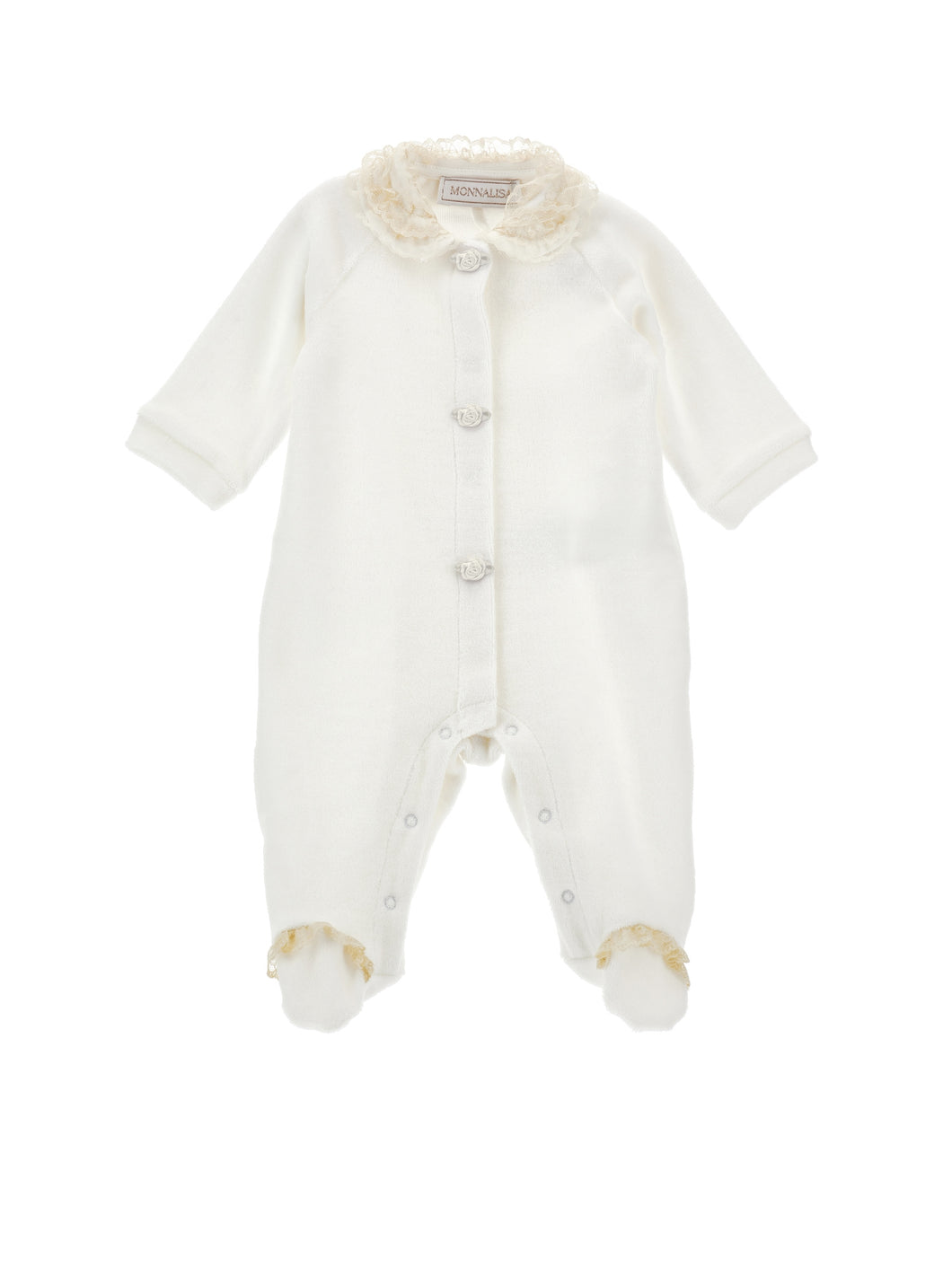 Romper with ruffled collar and buttons
