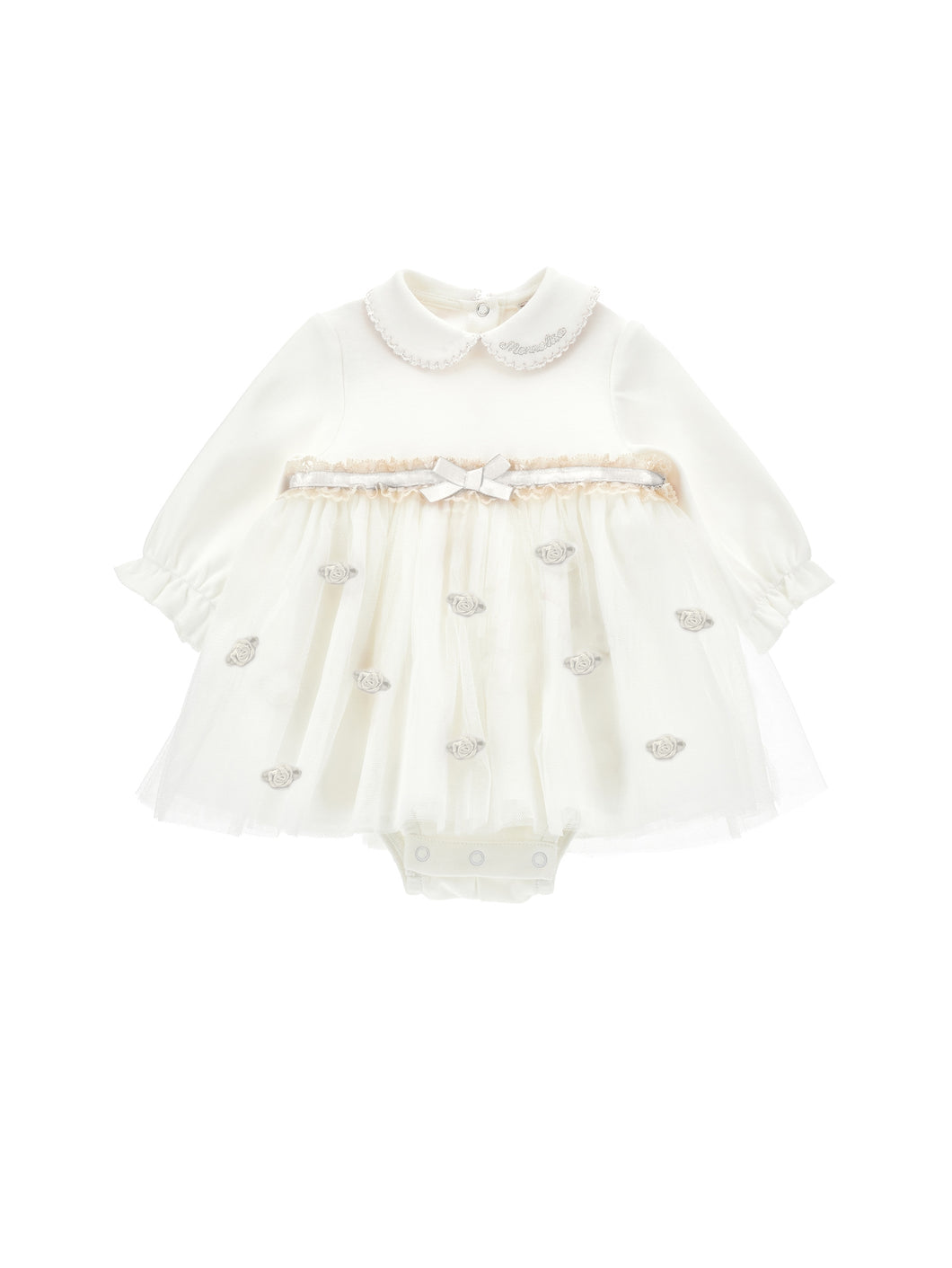 Newborn dress with tulle roses