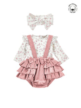 Load image into Gallery viewer, Teddy bear print romper with bows
