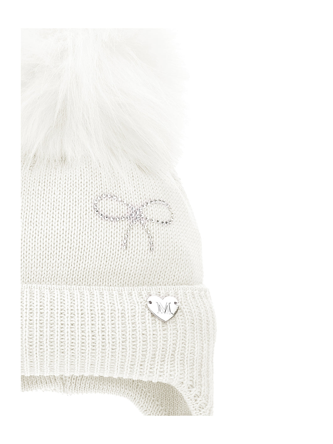 Rhinestone bow pompom hat