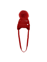 Load image into Gallery viewer, Rhinestone bow pompom hat
