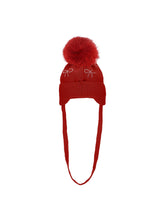 Load image into Gallery viewer, Rhinestone bow pompom hat

