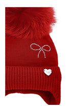 Load image into Gallery viewer, Rhinestone bow pompom hat
