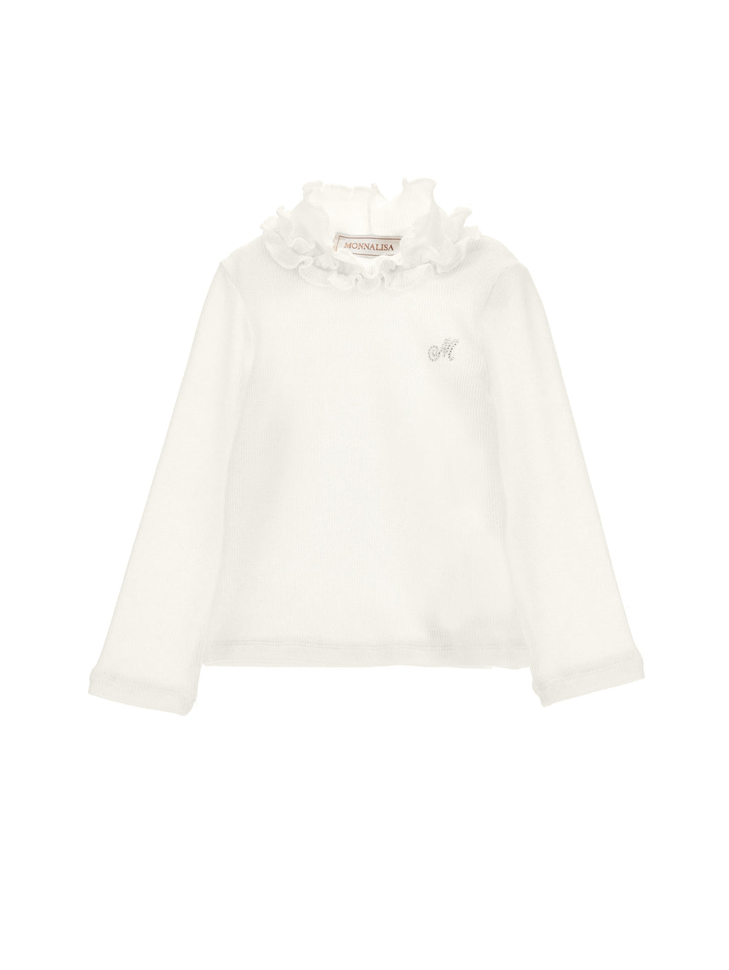 Ruffled rhinestone turtleneck sweater